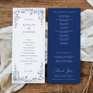 Programme Mariage français floral victorien bleu marine vint