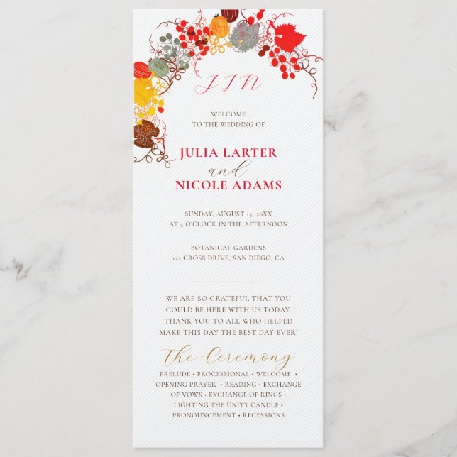 Programme Mariage Français Kissed Sweet Berry Raisins (Devant)