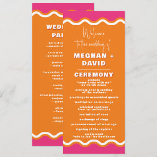Programme Mariage Gaufre Ondulé Rose Orange Rétro