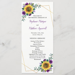 Programme Mariage géométrique de fleurs violettes de tournes