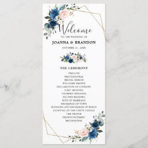 Programme Mariage géométrique floral bleu bleu marine