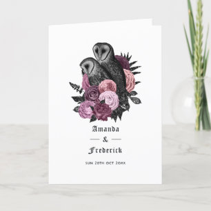 Programme Mariage gothique des hiboux floraux mauves