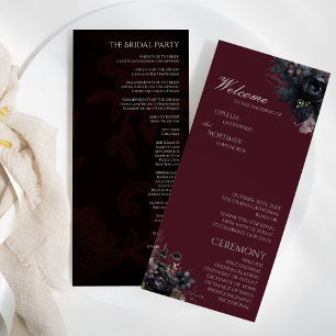 Programme Mariage gothique foncé Floral Bourgogne