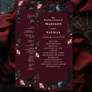 Programme Mariage gothique romantique sombre rouge Paeonia n