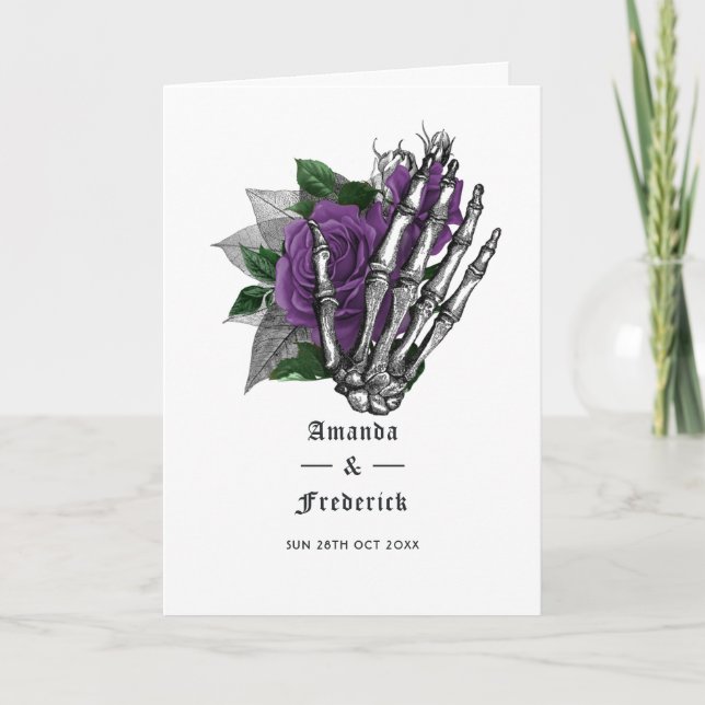 Programme Mariage gothique squelette floral pourpre (Devant)