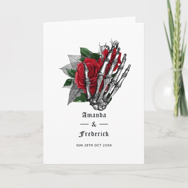 Programme Mariage gothique squelette floral rouge (Devant)