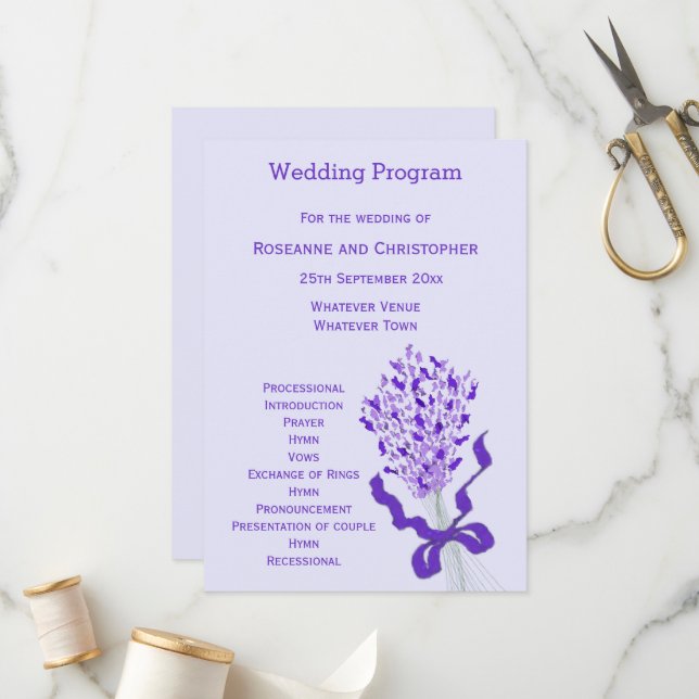 Programme Mariage Lavender Blush (Devant/Arrière en situation)