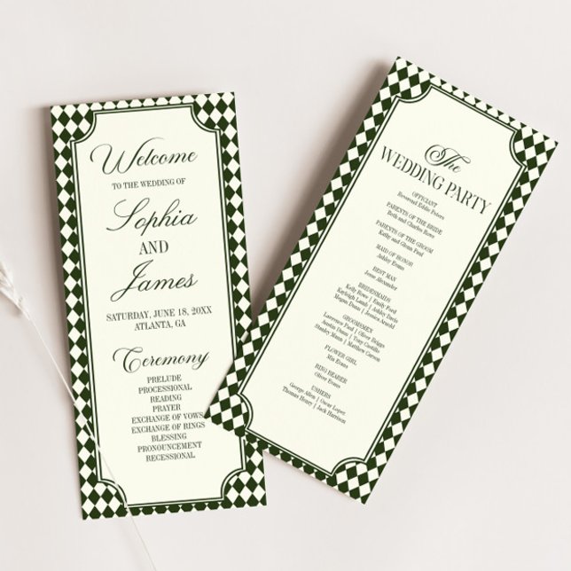Programme Mariage Luxueux de Style Ancien Vert Olive et Ivoi (Créateur téléchargé)