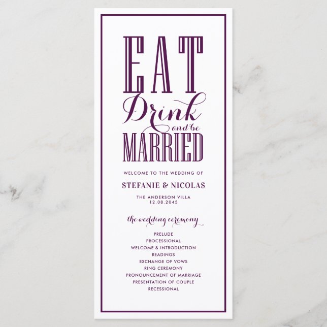 Programme Mariage Manger Boire et être Marié (Devant)
