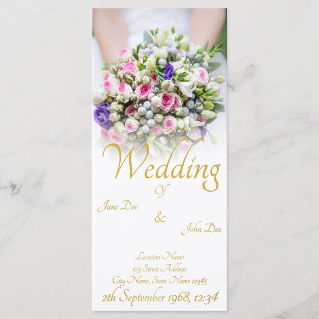 Programme Mariage - mariée avec bouquet mariage coloré (Devant)