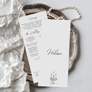 Programme Mariage minimaliste à l'illustration à l'encre des