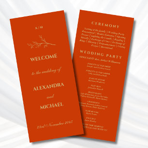 Programme Mariage Minimaliste Botanique Monogramme en Terrac