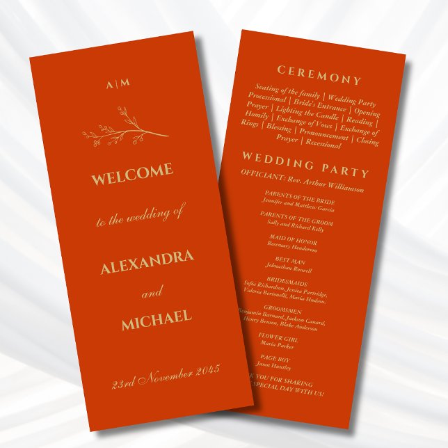 Programme Mariage Minimaliste Botanique Monogramme en Terrac (Créateur téléchargé)