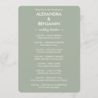 Programme Mariage Minimaliste Moderne | Vert Sauge Intempore