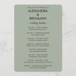 Programme Mariage Minimaliste Moderne Vert Sauge Intempore