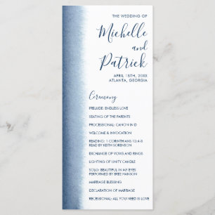 Programme Mariage Moderne Aquarelle Bleu Nuit