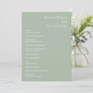 Programme Mariage Moderne au Vert Sauge Élégant