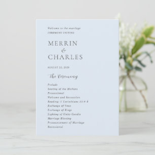 Programme Mariage Moderne Bleu Poudre Élégant