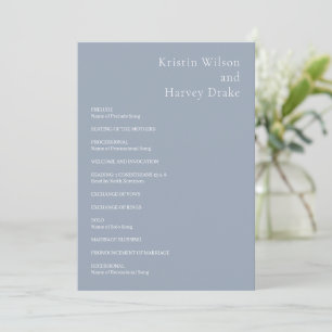Programme Mariage Moderne Bleu Poussiéreux Élégant