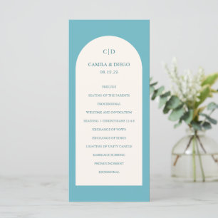Programme Mariage Moderne Élégant Aqua Sarcelle Voûte