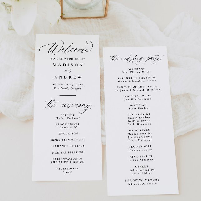 Programme Mariage Moderne Élégant Calligraphie Noir (Créateur téléchargé)