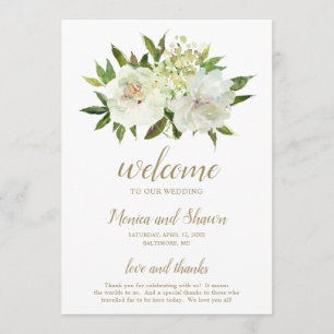 Programme Mariage Moderne Floral Élégant Or Blanc
