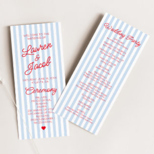 Programme Mariage Moderne Minimaliste Bandes Bleues Rouges