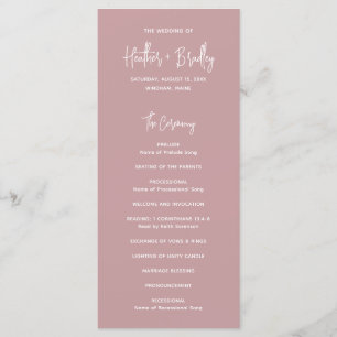 Programme Mariage Moderne Minimaliste Rose