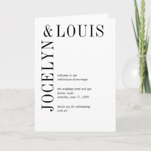 Programme Mariage Moderne Noir et Blanc Gras