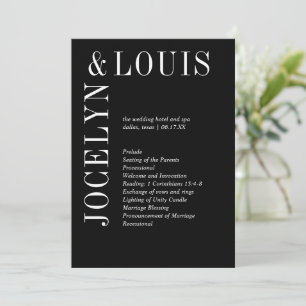 Programme Mariage Moderne Noir Gras