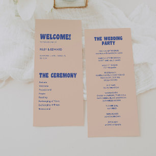Programme Mariage Moderne Rétro et Bleu Gras Ocre Gras
