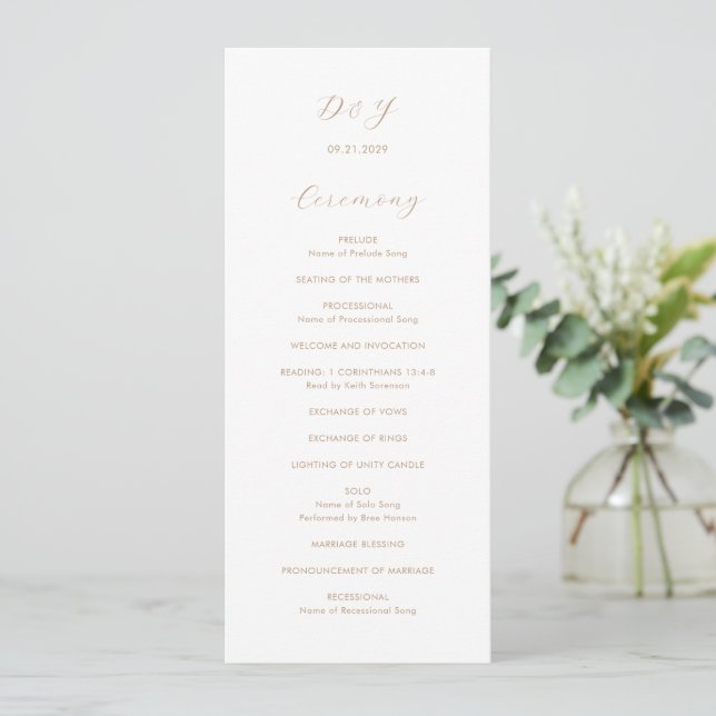 Programme Mariage Moderne Taupe Minimaliste (Debout devant)