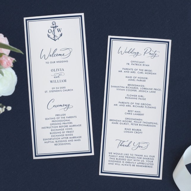 Programme Mariage Monogramme d'Ancre Nautique (Créateur téléchargé)