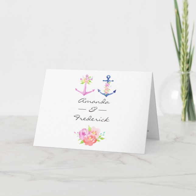 Programme Mariage naval floral aquarelle (Devant)