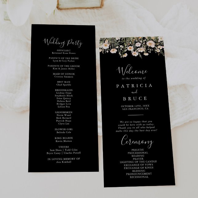 Programme Mariage noir classique Boho Blush Fleur sauvage (Créateur téléchargé)