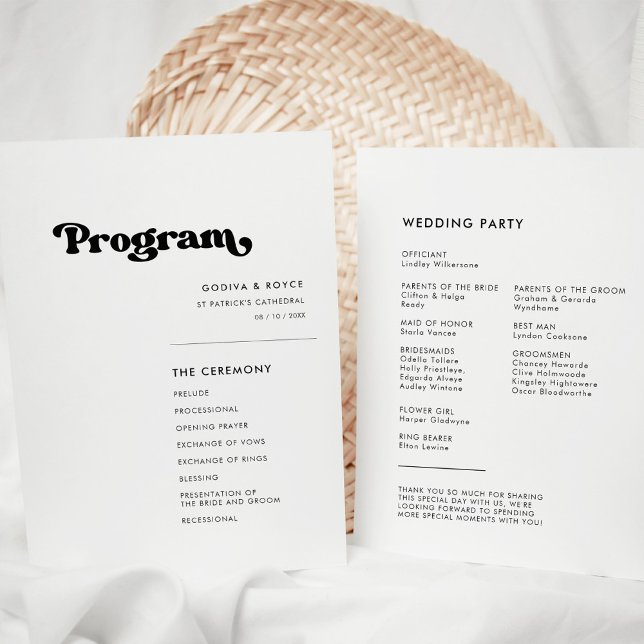 Programme Mariage noir et blanc rétro élégant (Créateur téléchargé)