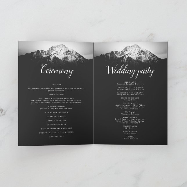 Programme Mariage noir et blanc sous les montagnes (Intérieur)