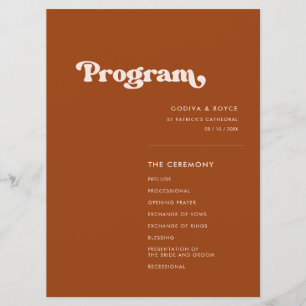 Programme Mariage orange rétro élégant