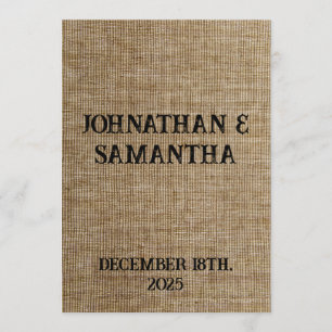 Programme Mariage personnalisé rustique burlap motif nature