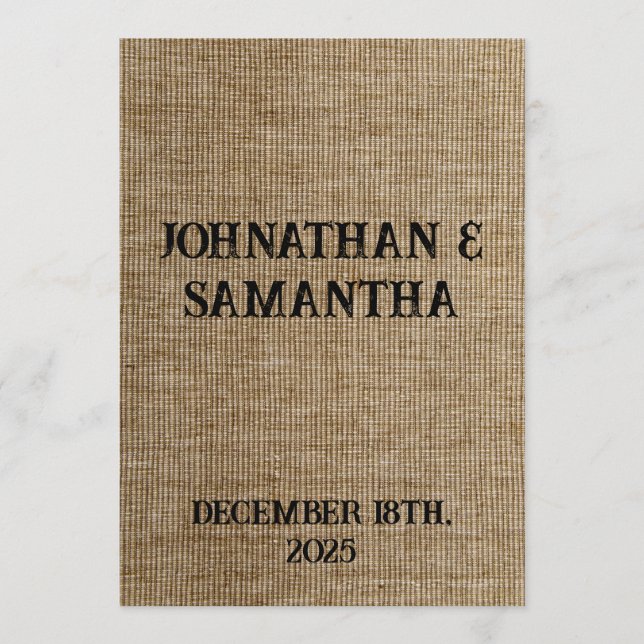 Programme Mariage personnalisé rustique burlap motif nature (Devant)