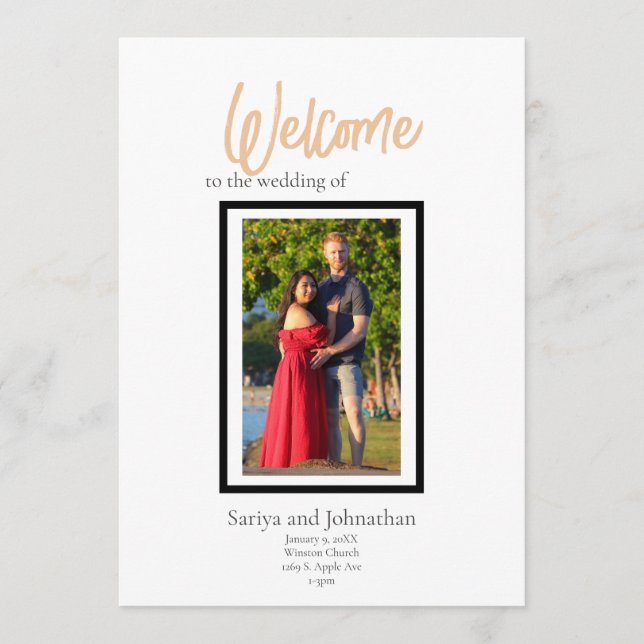 Programme Mariage Personnalisé Simple Classe Minimaliste (Devant)