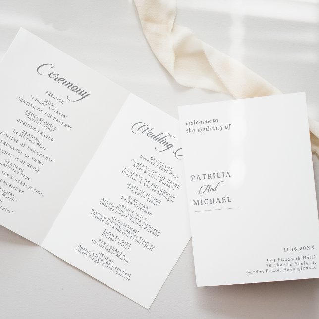 Programme Mariage Plié Calligraphie Chic Classique (Créateur téléchargé)
