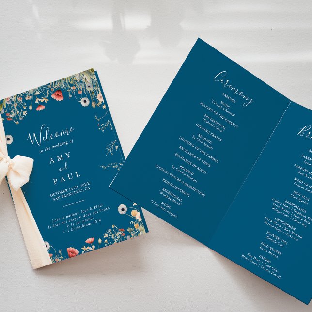 Programme Mariage plié Fleur sauvage Blissful Boho de la Mar (Créateur téléchargé)