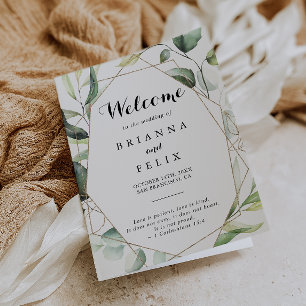 Programme Mariage plié Géométrique Élégant Or