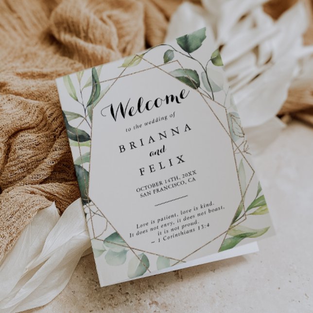 Programme Mariage plié Géométrique Élégant Or (Créateur téléchargé)