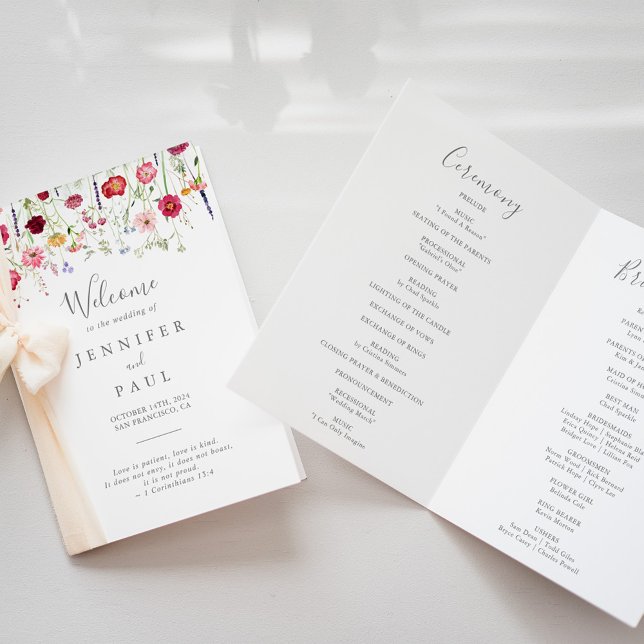 Programme Mariage plié simple Fleur sauvage multicolore (Créateur téléchargé)