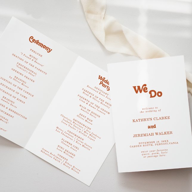 Programme Mariage Plié Simple Terracotta Formel Nous Faisons (Créateur téléchargé)
