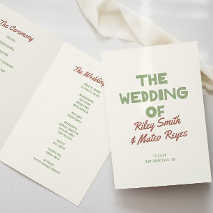 Programme Mariage Rétro Moderne Tons Terreux Funky