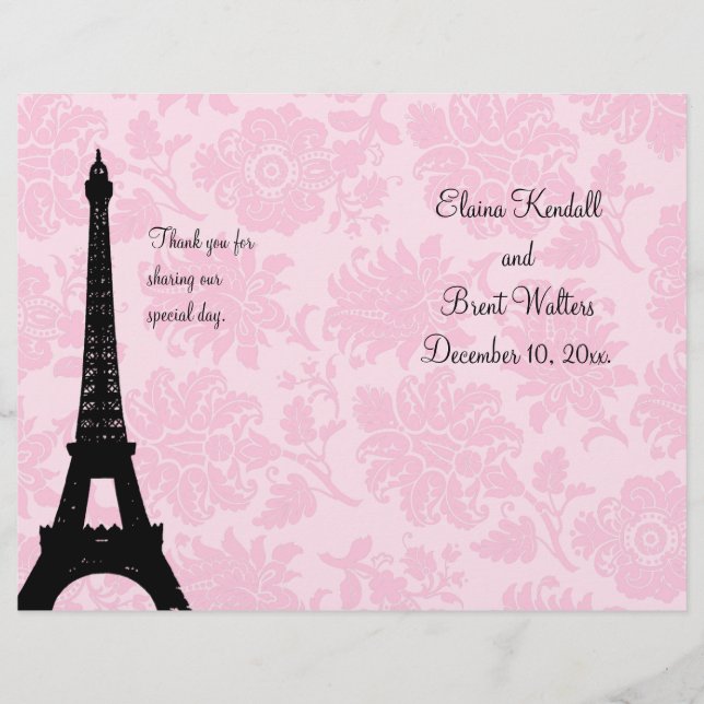 Programme Mariage Romantique Paris (Devant)