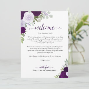 Programme Mariage Rose Boho violet Bienvenue et itinéraire